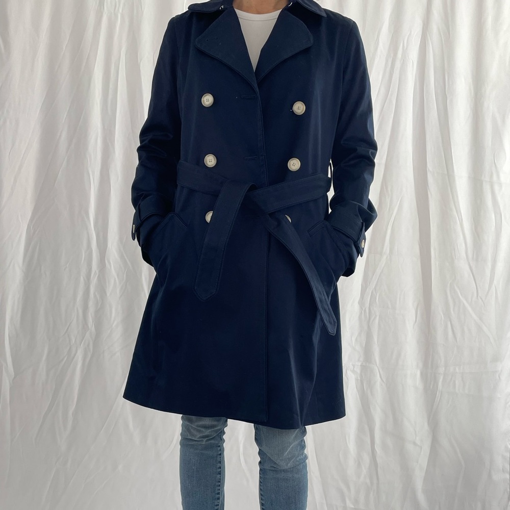 COACH Navy Double-Breasted Women's Trench Coat - Picture 3 of 6